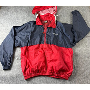 Vintage DUNBROOKE Windbreaker Jacket Full Zip Red Black Colorblock Compaq L/ XL